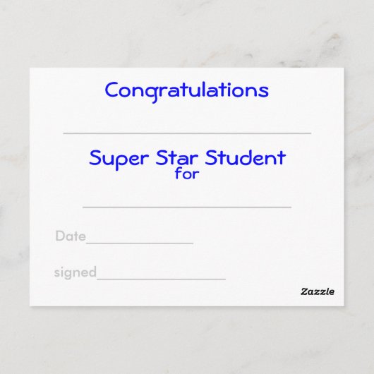 Carte Postale Superstar (Dos)