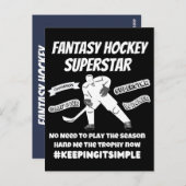 Carte Postale Superstar du hockey d'Imaginaire le garder simple (Devant / Derrière)