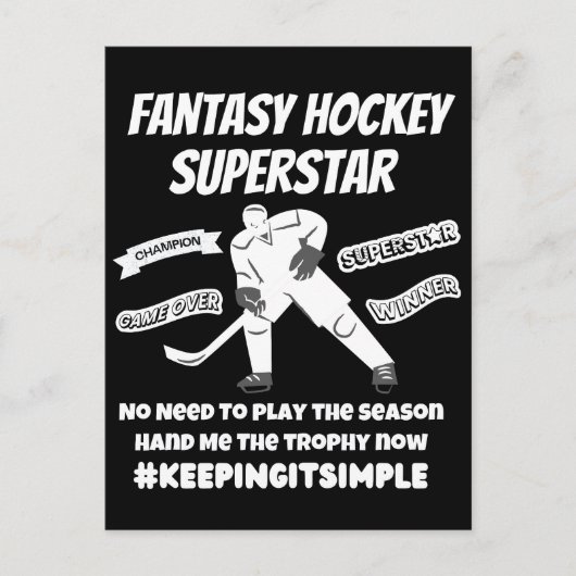 Carte Postale Superstar du hockey d'Imaginaire le garder simple (Devant)