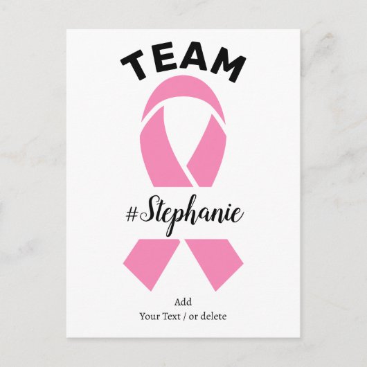 Carte Postale Support Équipe De Sensibilisation Au Cancer Du Sei (Devant)