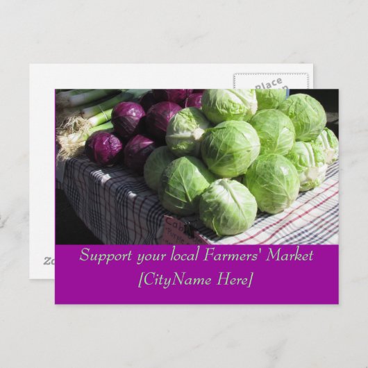 Carte postale - Support Marché agricole - Cabbages (Devant / Derrière)