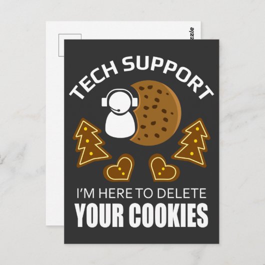 Carte Postale Support technique Cookie Supprimer Computer Scient (Devant / Derrière)
