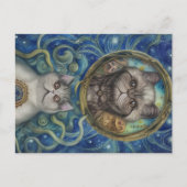 Carte Postale Sur la lune avec des chats perses (Devant)