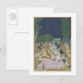 Carte Postale Sur la pelouse, illustration pour 'Fetes Galantes' (Devant / Derrière)