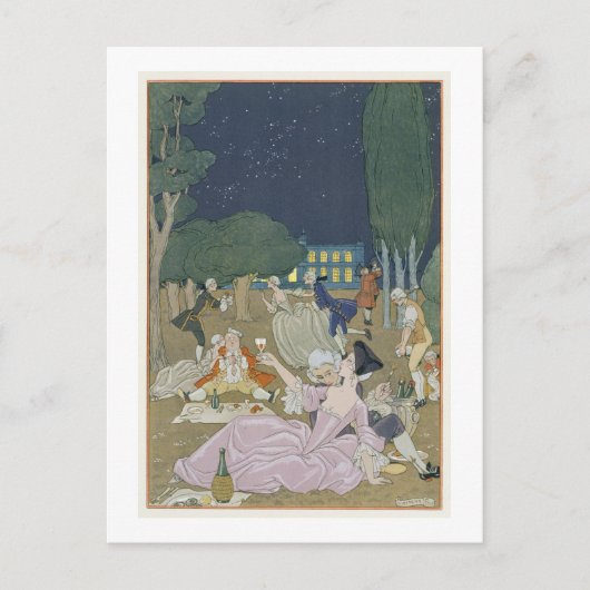 Carte Postale Sur la pelouse, illustration pour 'Fetes Galantes' (Devant)