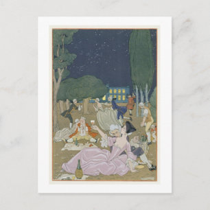 Carte Postale Sur la pelouse, illustration pour 'Fetes Galantes'