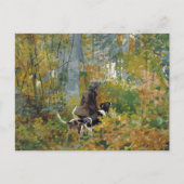 Carte Postale Sur la piste Chasse Chien Winslow Homer (Devant)