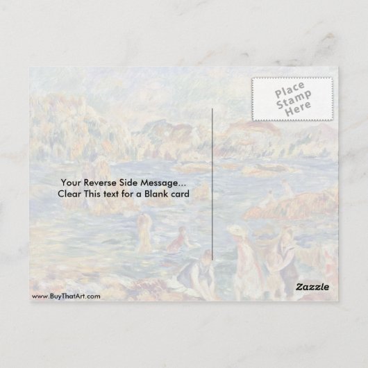 Carte Postale Sur La Plage De Guernesey Par Pierre-Auguste Renoi (Dos)