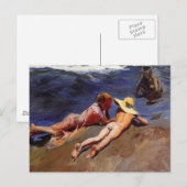 Carte Postale Sur le sable, plage de Valencia - Joaquín Sorolla (Devant / Derrière)