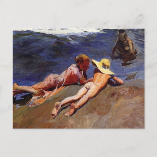 Carte Postale Sur le sable, plage de Valencia - Joaquín Sorolla (Devant)