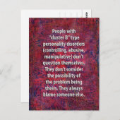 Carte postale sur les troubles de la personnalité (Devant / Derrière)