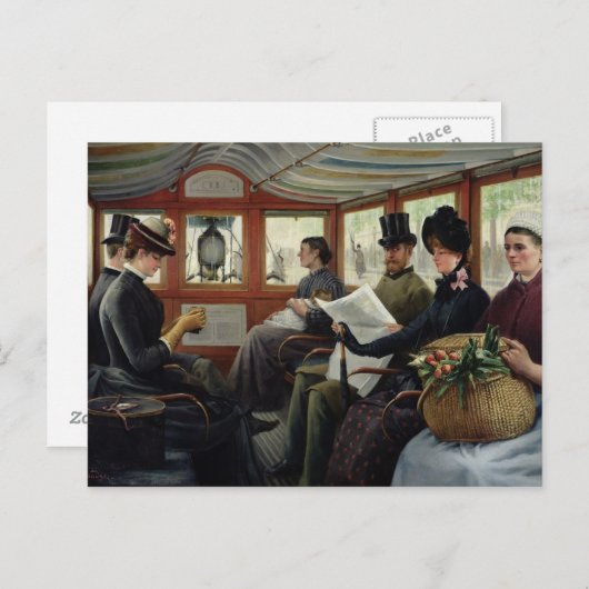 Carte Postale Sur l'Omnibus, 1880 (Devant / Derrière)