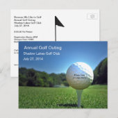 Carte Postale Sur Tee Golf Custom Text Invitation (Devant / Derrière)