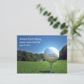 Carte Postale Sur Tee Golf Custom Text Invitation (Debout devant)