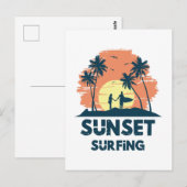 Carte Postale Surf au coucher du soleil (Devant / Derrière)