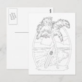 Carte postale surf Beach Adulte Coloration (Devant / Derrière)