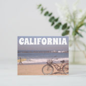 Carte Postale Surf Bicycle California Beach (Debout devant)