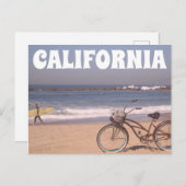 Carte Postale Surf Bicycle California Beach (Devant / Derrière)