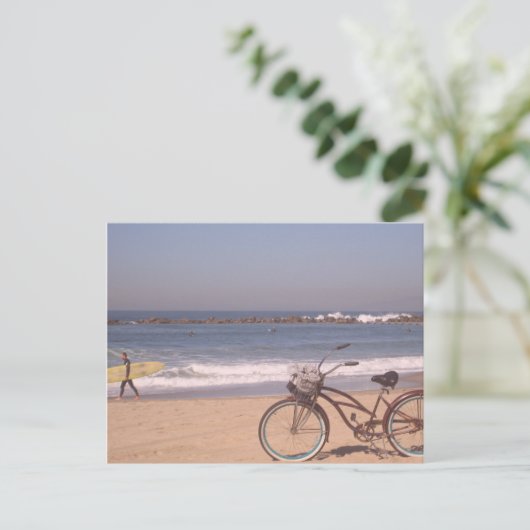 Carte Postale Surf Bicycle California Beach (Debout devant)