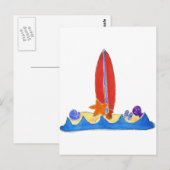 Carte Postale Surf Board Beach (Devant / Derrière)
