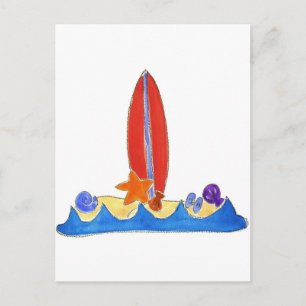 Carte Postale Surf Board Beach