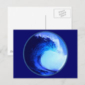 Carte Postale surf cool bleu vague (Devant / Derrière)