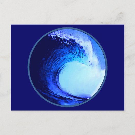 Carte Postale surf cool bleu vague (Devant)