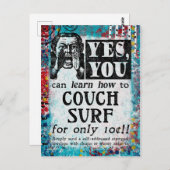 Carte Postale Surf de canapé - Drôle Vintage Ad (Devant / Derrière)