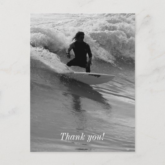 Carte Postale Surf des vagues en nuances de gris (Devant)
