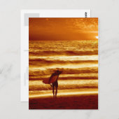 Carte Postale surf du coucher de soleil (Devant / Derrière)