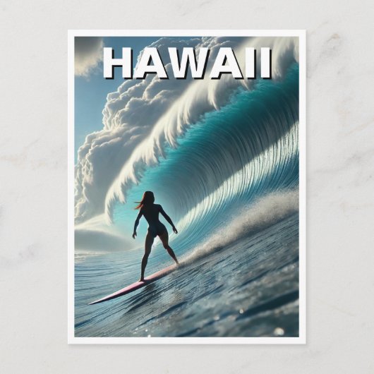 Carte Postale Surf en Hawaii Surfer Girl Wave (Devant)