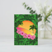 Carte Postale Surf et fleurs d'Hibiscus (Debout devant)