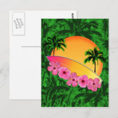 Carte Postale Surf et fleurs d'Hibiscus (Devant / Derrière)