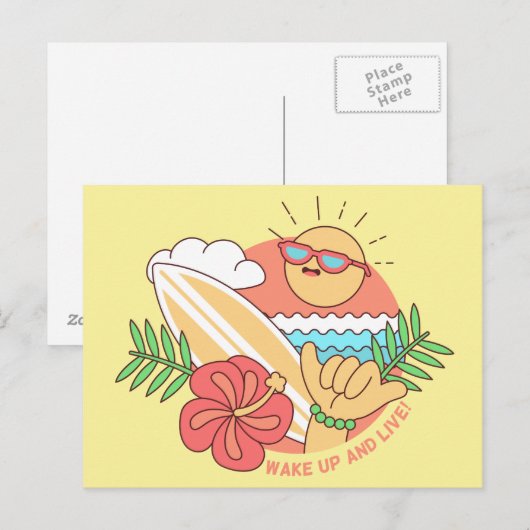 Carte postale Surf été (Devant / Derrière)