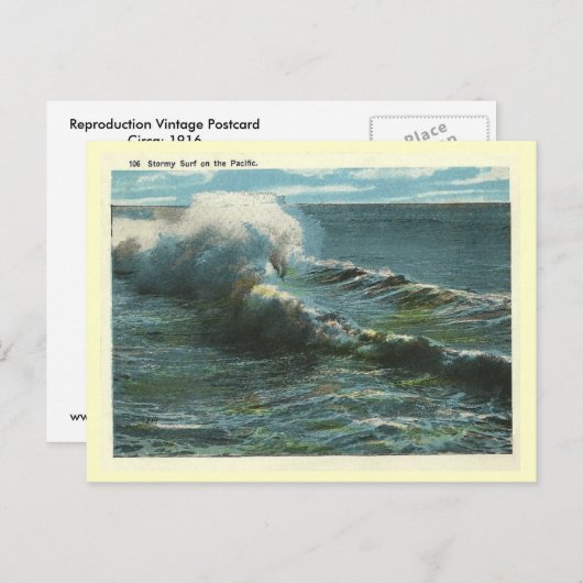 Carte Postale Surf Pacifique vintage (Devant / Derrière)