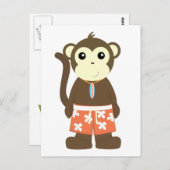 Carte Postale Surf singe (Devant / Derrière)