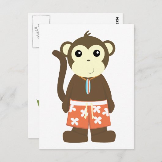 Carte Postale Surf singe (Devant / Derrière)