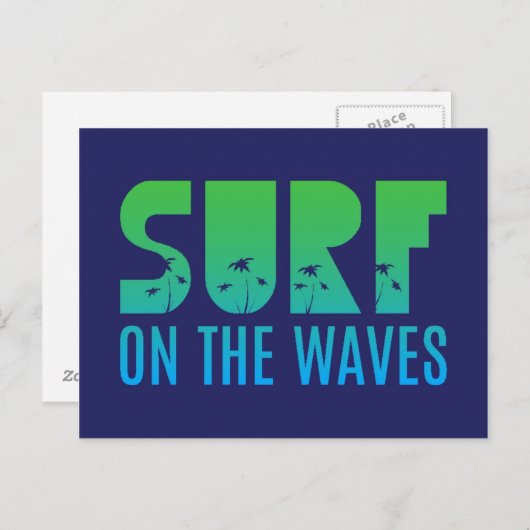 Carte Postale Surf Sur L'Affiche Des Vagues (Devant / Derrière)