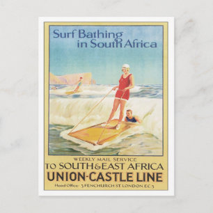 Carte Postale Surf vintage Baignade Afrique du Sud