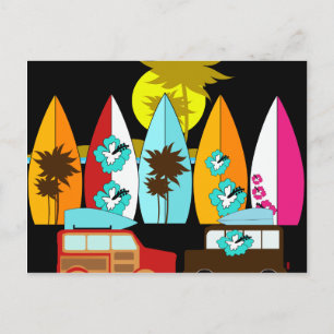 Carte Postale Surfboards Beach Bum Surf Surfer Hippie Vans