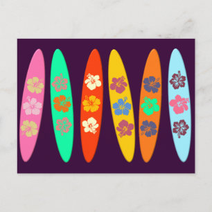 Carte Postale Surfboards Fleurs Girlie