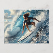 Carte Postale Surfer à cheval sur une vague (Devant)