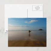 Carte Postale Surfer à Perranporth Beach Cornwall Angleterre (Devant / Derrière)