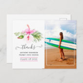 Carte Postale Surfer Aventure Graduation Party Merci (Devant / Derrière)