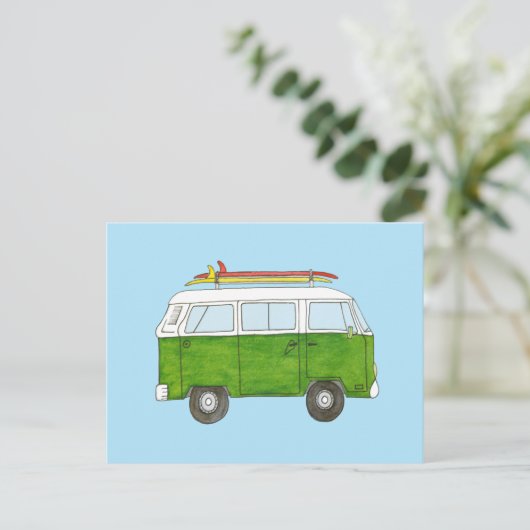 Carte Postale Surfer Campervan (Debout devant)