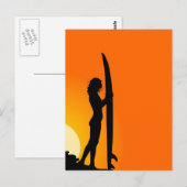 Carte Postale Surfer fille au coucher du soleil (Devant / Derrière)