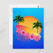 Carte Postale Surfer Girl (Devant / Derrière)