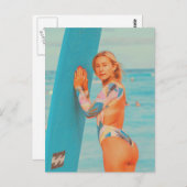 Carte postale Surfer Girl (Devant / Derrière)