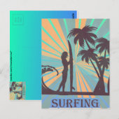 Carte Postale Surfer Girl (Devant / Derrière)