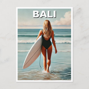 Carte Postale Surfer Girl Bali Indonésie